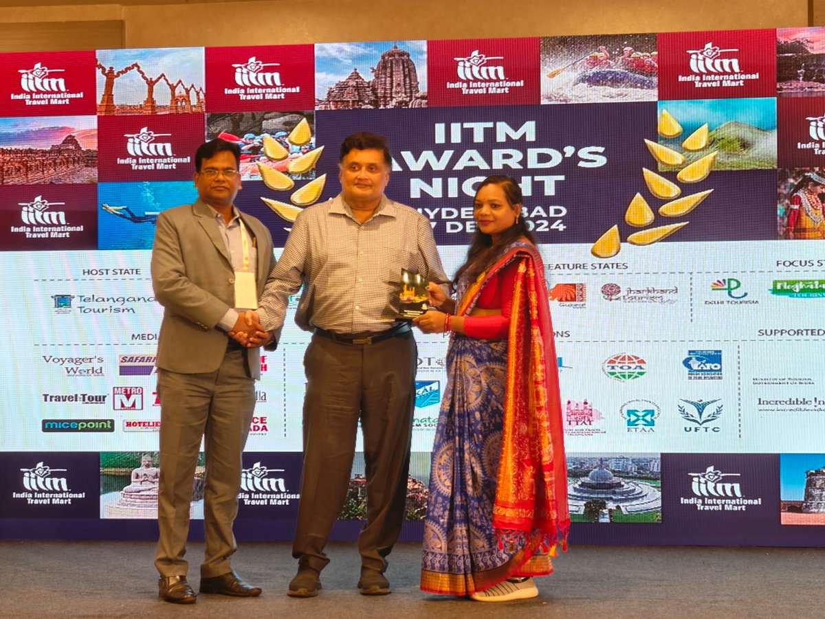 TourismDptt's tweet photo. Odisha Tourism shines again!
#Odisha receives the Best Community Based Tourism Award at India International Travel Mart Hyderbad, held at HITEX Exhibition Center from 6th - 8th December 2024.
#OTInFocus 🎯 https://t.co/Ld3gPixbvW