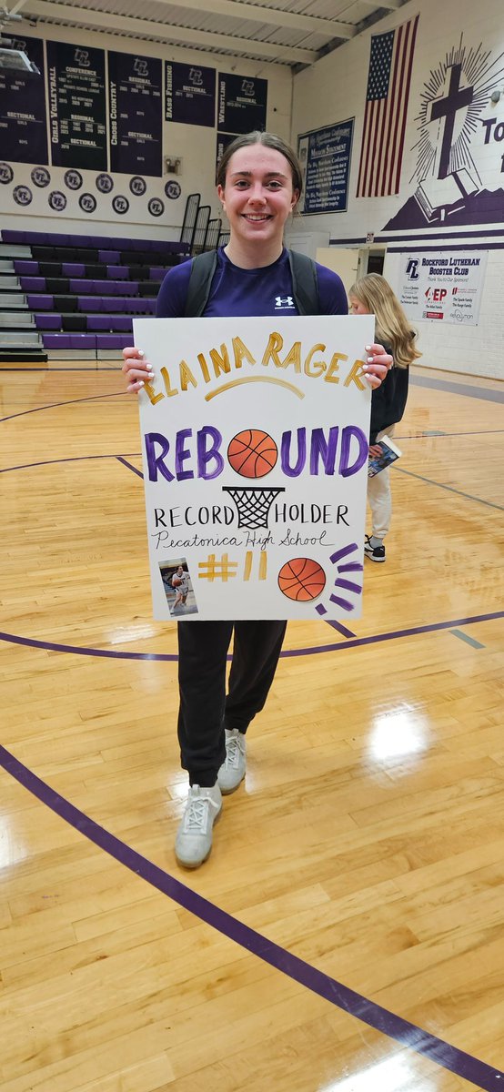 Tonight <a href="/elaina_rager/">Elaina rager</a> scored  a game high 19 points  and grabbed 10 rebounds with a big win over Rockford lutheran! She is the all time leading scorer at 1608 and now has the school record for  rebounds at 660 and counting!
