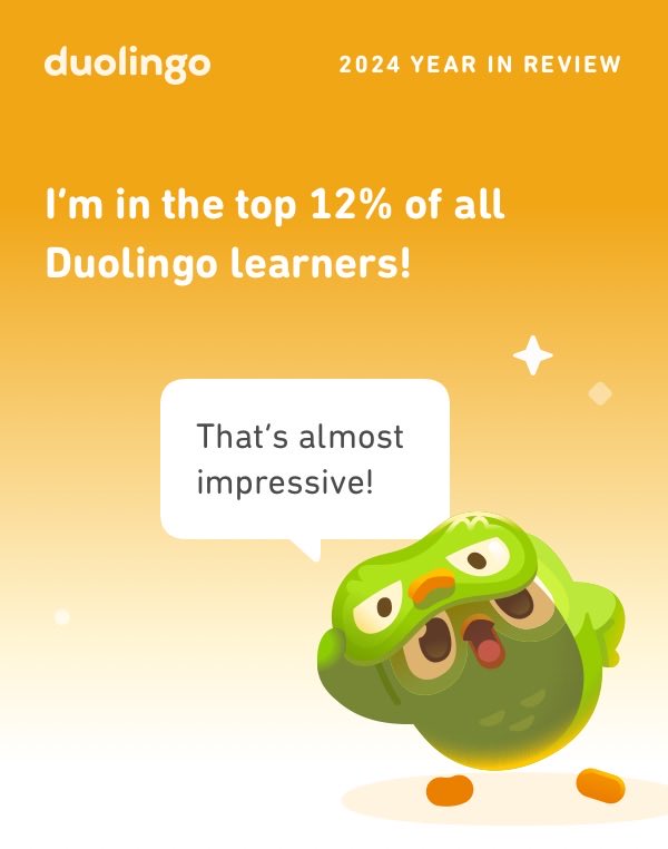 SweetTalkReecee's tweet photo. Look what I learned on Duolingo in 2024! #Duolingo365 https://t.co/ZfxbLgAd3E