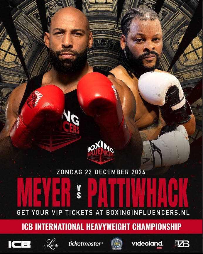 Roy Meyer (<a href="/RoyBoyMeyer/">Roy Meyer</a>) will be facing Nick Nack PattiWhack (<a href="/NNPW_/">Nick N. Pattiwhack</a>) on Boxing Influencers for the ICB International Heavyweight Title!

Any predictions?

[<a href="/ICBChampionship/">Influencer Championship Boxing</a>]