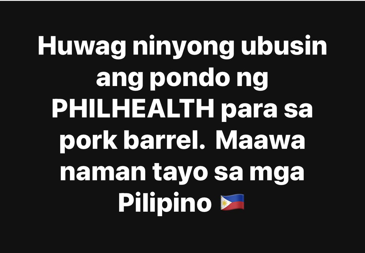DrTonyLeachon's tweet photo. Huwag ninyong ubusin ang pondo ng PHILHEALTH para sa pork barrel.  Maawa naman tayo sa mga Pilipino 🇵🇭 https://t.co/izR79BbzzK
