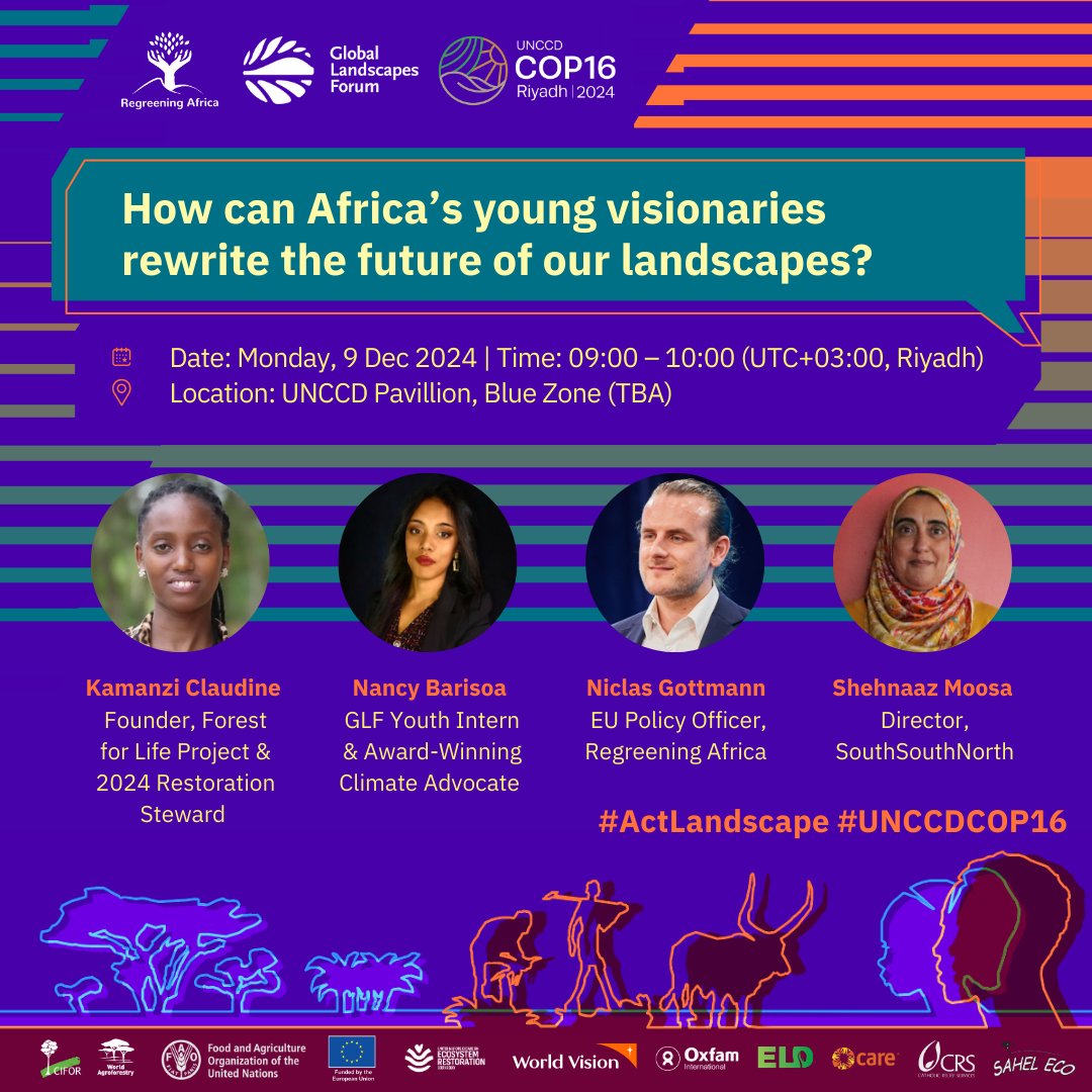 nancybarisoa's tweet photo. Ready to see how Africa’s young visionaries are leading the charge for restoration?
Join us at #COP16Riyadh!
📷 9 Dec 2024 | 📷 9:00–10:00 AM (Riyadh)
📷 Restoration Pavilion | 📷 Don’t miss this engaging discussion, and enjoy light snacks and coffee while you're inspired! https://t.co/1iWeHn8KHf