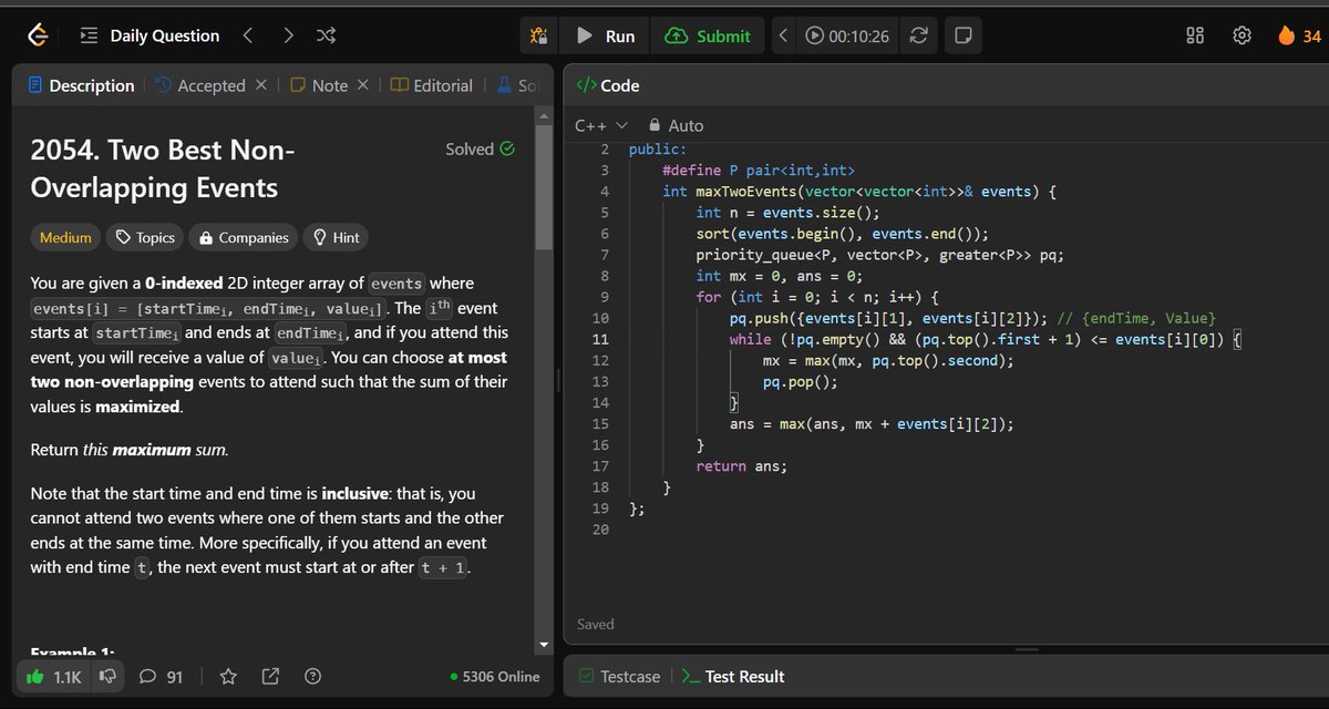🚀 #LeetCode POTD (Day 34) Two Best Non-Overlapping Events 💡 Approach ...
