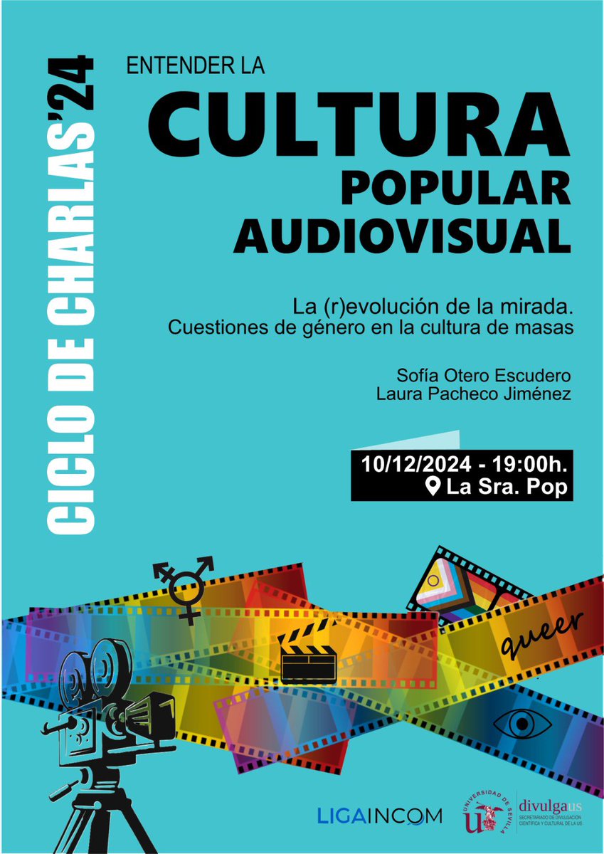 LigaInCom (@ligaincom) on Twitter photo Este martes terminamos nuestro ciclo de charlas en <a href="/la_sra_pop/">La Sra Pop</a> sobre cultura popular audiovisual.
Aprenderemos con Sofía Otero Escudero y Laura Pacheco Jiménez sobre “La (r)evolución de la mirada. Cuestiones de género en la cultura de masas”.
📅Martes 10
🕒 19:00
#DivulgaUS Este martes terminamos nuestro ciclo de charlas en <a href="/la_sra_pop/">La Sra Pop</a> sobre cultura popular audiovisual.
Aprenderemos con Sofía Otero Escudero y Laura Pacheco Jiménez sobre “La (r)evolución de la mirada. Cuestiones de género en la cultura de masas”.
📅Martes 10
🕒 19:00
#DivulgaUS