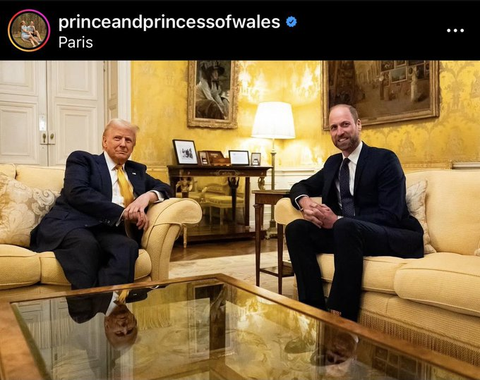 Jack4Evanss's tweet photo. One slum landlord, Prince William, meets another prior slum landlord, President elect Trump, but now a convicted felon. What a couple of money grabbing lying selfish crooks. Princess Diana would be so ashamed of her oldest son. https://t.co/iQRrYTVCJ7