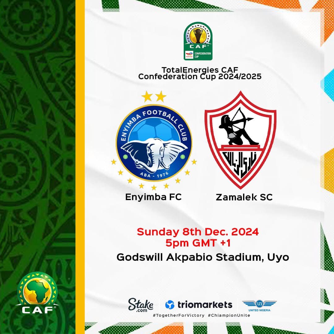 Kachi_Membis's tweet photo. We’re set for an intense clash in Match 2 of the #CAFCC Group D as we face Zamalek of Egypt 🇪🇬 

💙⚽ #EnyimbaFC #CAFCC2024 https://t.co/U9ylE99H55