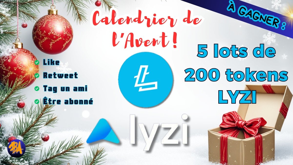 Blockchains_FR's tweet photo. 🎁 Calendrier de l'Avent Blockchain Addict !   

🎅 Cadeaux : 

🎁 5 lots de 200 tokens $LYZI 🎄

- Like + RT  ❤️
- Follow @Blockchains_FR 🔔
- Follow @Lyzi_app 🔔
- Tag un ami 🧑‍🦱

$LYZI #LYZI #Noel #Giveway #Calendrierdelavent https://t.co/WrHefIa072