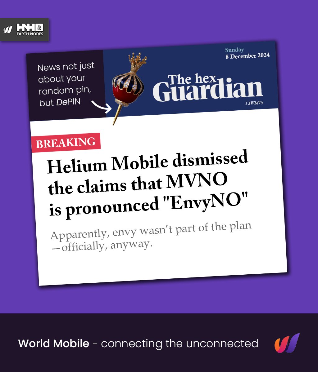 hopenothype_io's tweet photo. The hexGuardian issue #2 is out! Enjoy 😅

One of World Mobile's greatest strengths is its deliberate approach to setting things up properly, ensuring a resilient and prosperous future for the mission.

As such, World Mobile has established itself in the USA as a fully registered MNO (Mobile Network Operator), not as an MVNO (a reseller of an MNO product).

$WMTx