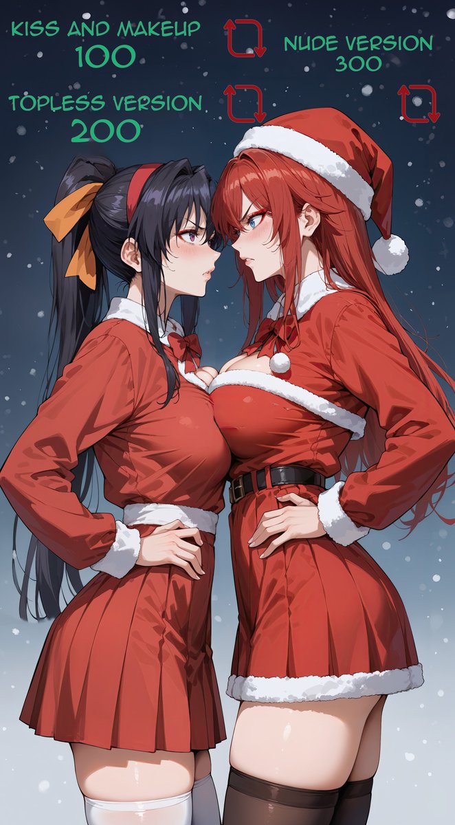 CreationsLevi's tweet photo. Hey look Akeno and Rias are mad at eachother! Someone get a mistletoe by spreading them around! :0 https://t.co/xOn4DW6wHG