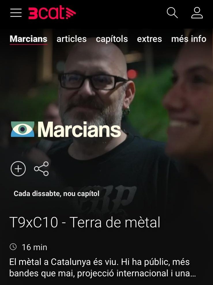 DaniMorellC's tweet photo. Ahir van emetre el programa 'Terra de mètal' de #Marcians3Cat. Hi trobareu la @XeniavonEreticy amb El Octavo Día, el Diego de Walpurgis presentant 'Blackcelona' i nosaltres parlant del llibre de mètal en català! El podeu recuperar a la carta a @som3cat #MetalCatalà @metalcatala https://t.co/xWhwT7yqRx