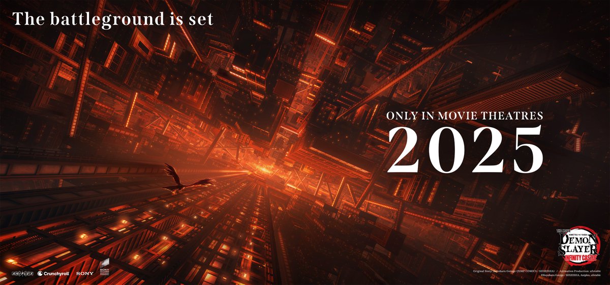 DemonSlayerUSA's tweet image. The battleground is set.

@Crunchyroll is bringing Demon Slayer: Kimetsu no Yaiba Infinity Castle to theatres in 2025!