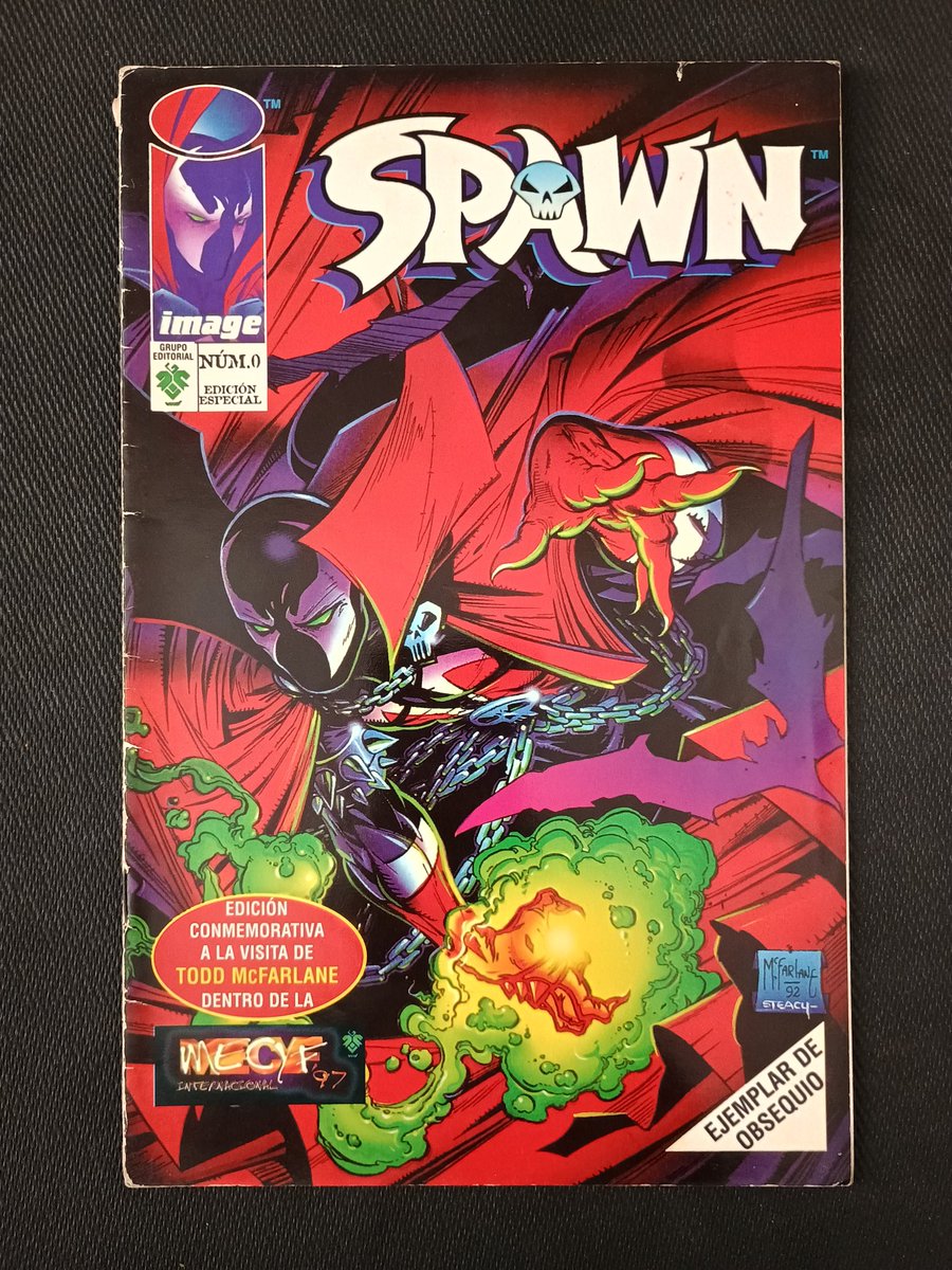 HotKeyComics's tweet photo. 1997 Mexico convention VIP ticket holder only exclusive with George Perez back cover art and centerfold poster! #comics #comicbooks #foreigncomics #Spawn #georgeperez https://t.co/gbrhZeToN7