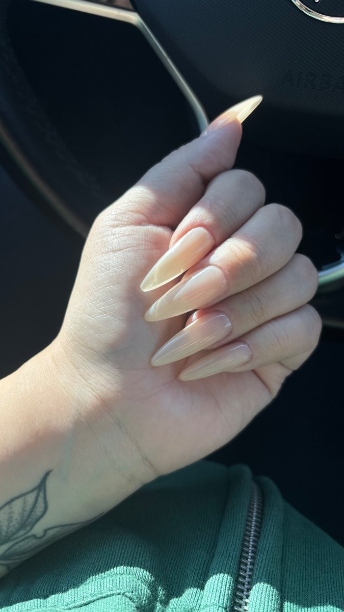 Almond gel-x long in Tan Lines by <a href="/dndgel/">DND Gel Polish</a>