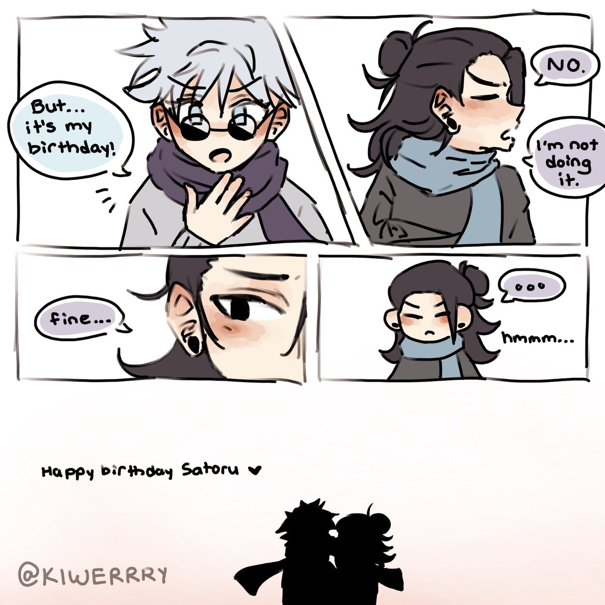 kiwerrry's tweet photo. Happy birthday Satoru <3 (read right to left) 
#GojoSatorubirthday #satosugu 

#五条悟生誕祭2024 #五条悟誕生祭2024 #夏五 #五夏 #五条悟 #五条悟生誕祭 #呪術廻戦 #goge #gego #gojosatoru #jujutsukaisen https://t.co/f04urEmOId