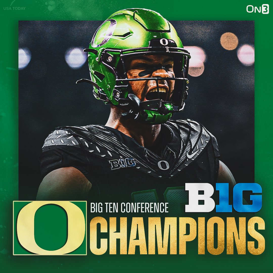 On3's tweet photo. Oregon is your 2024 Big Ten Champions🦆

The Ducks clinch a spot in the CFP.

https://t.co/WDsCNMCFVB https://t.co/vrvLNmxIkb