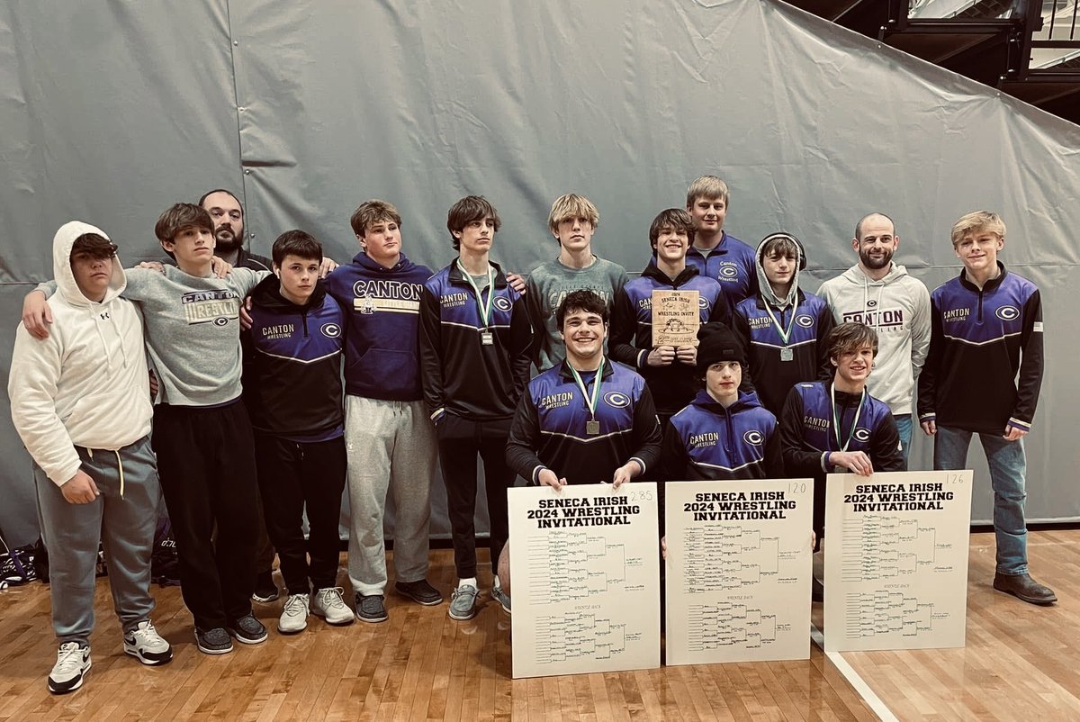 CantonActivity's tweet photo. 🤼‍♂️🏆Our boys wrestling team had an incredible weekend at the Seneca Irish Invite, earning 2nd place overall!

Special shoutout to Connor Williams, Jake Hardesty, &amp; Dyllan Steele for taking 1st place in their respective weight classes— an outstanding achievement! 

#CantonPride https://t.co/95IRqi2NCN