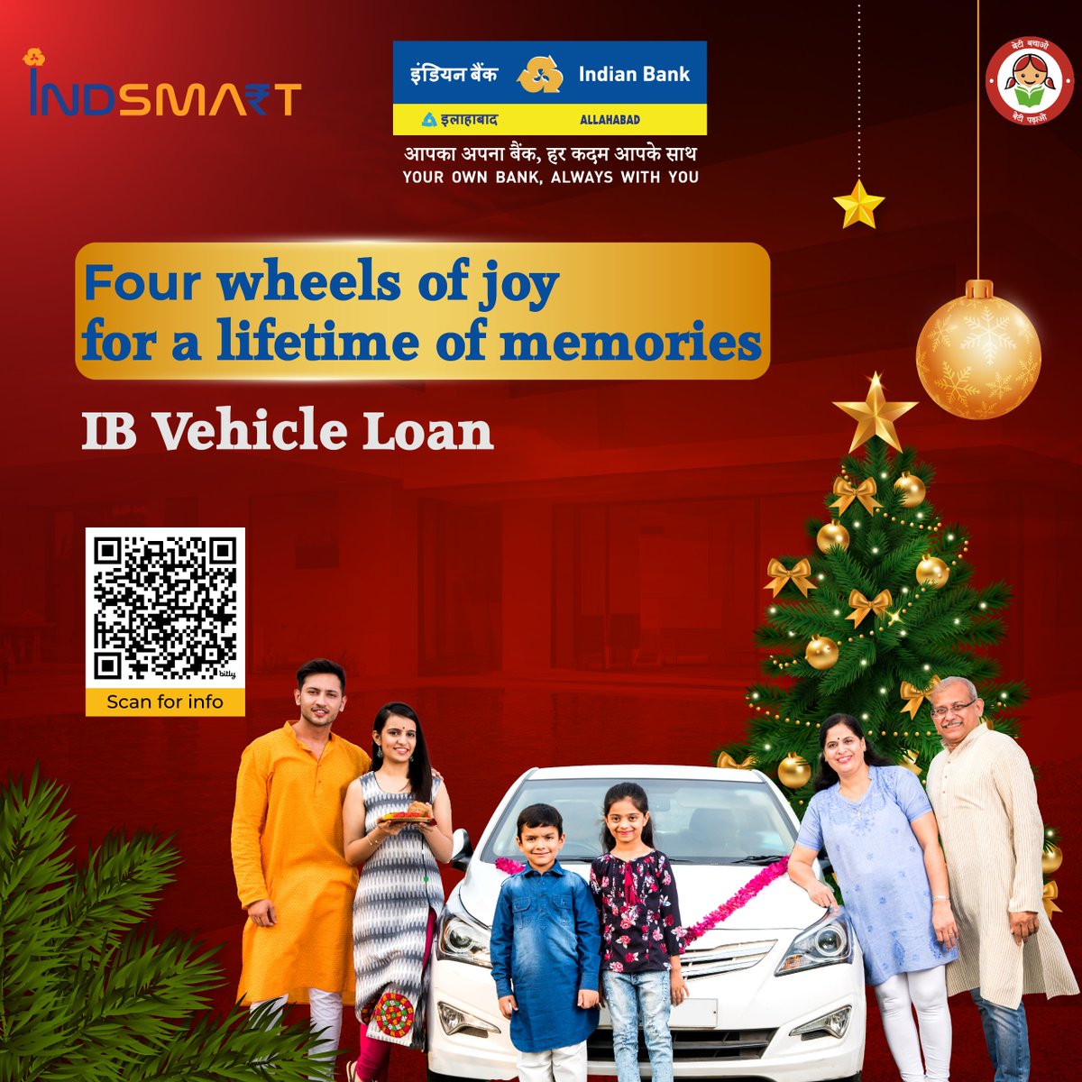 MyIndianBank's tweet photo. Drive into the holiday season with joy to create memories that last a lifetime. Explore the IB Vehicle Loan and turn your dream car into reality. Enjoy competitive rates with waiver of processing charges.
Know More: https://t.co/aF9FTIBsuS
#IndianBank #VehicleLoanΒ #IBVL https://t.co/jIkwPwX6HX