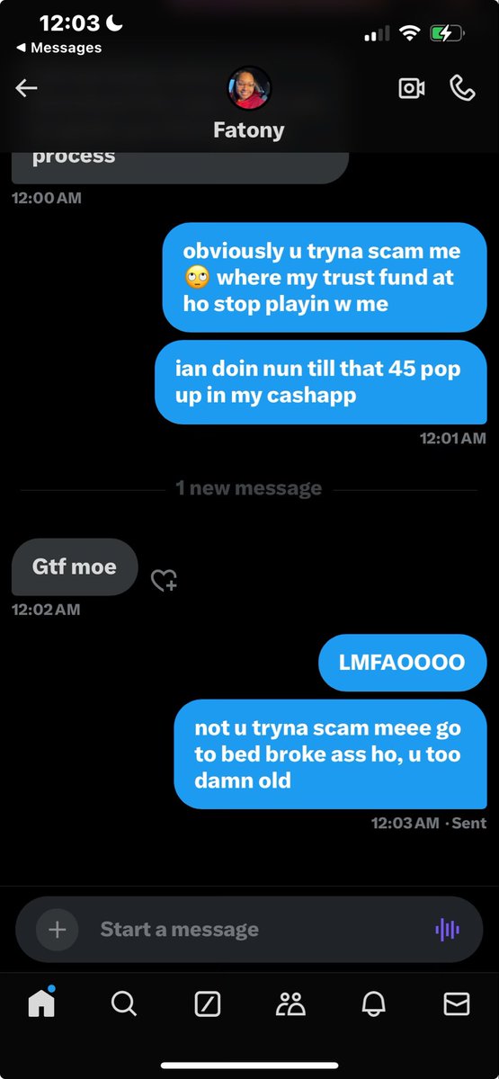 fccperc's tweet image. im really getting tired of u scamming broke ass bitches get a job and send me my $45 i need desperately 🙄🙄🙄 @Fatony48