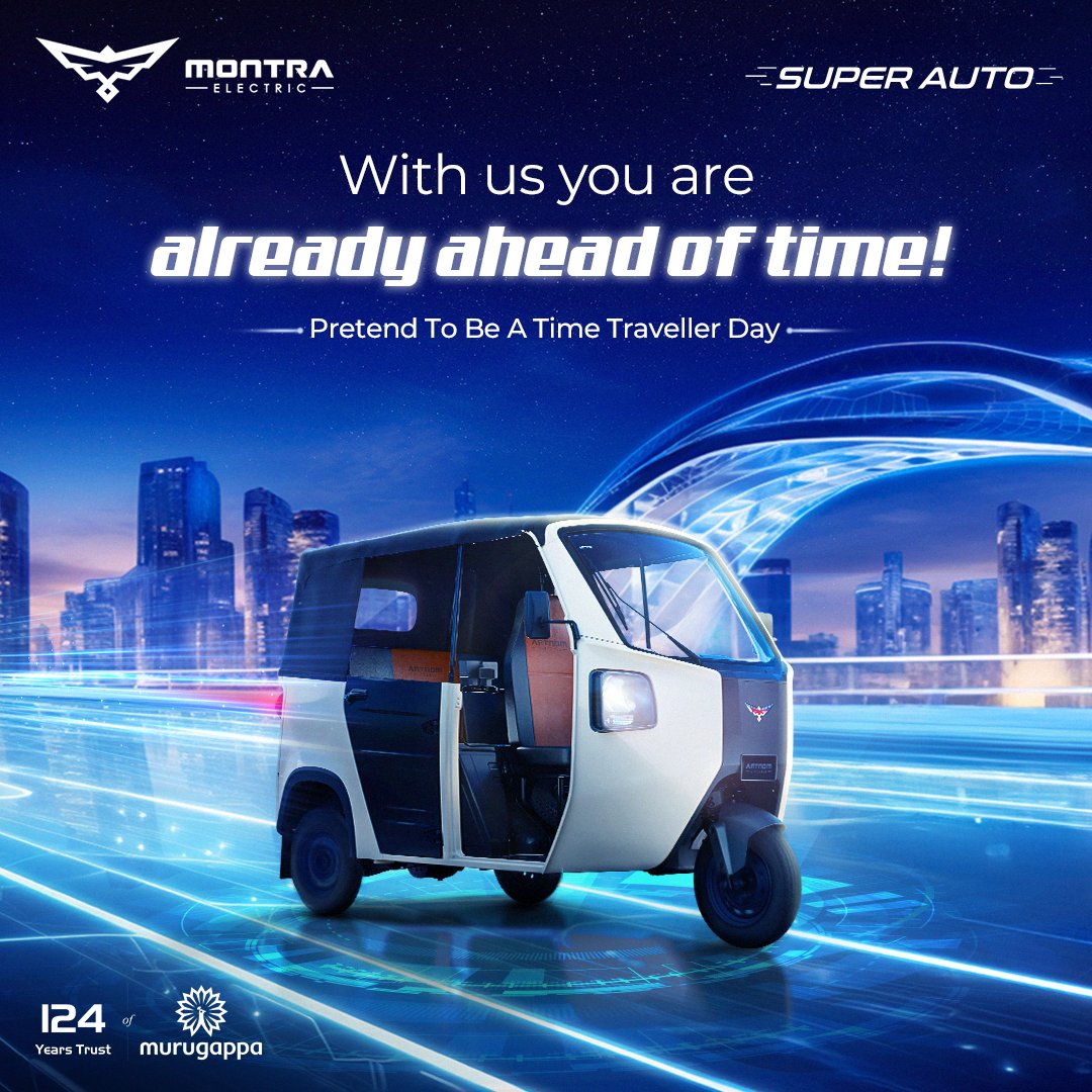 MontraElectric's tweet photo. Smoooooothly surpassing everyone is what we are good at!😉

#MontraElectric #pretendtobeatimetravelerday #BharatKaSuperAuto #3W #CommittedtoBetter #ElectricThreeWheeler #ElectricMobility #SuperAuto #ZeroEmission #EV #EcoFriendly #ElectricAutoRickshaw https://t.co/Dvb2hAEM5r