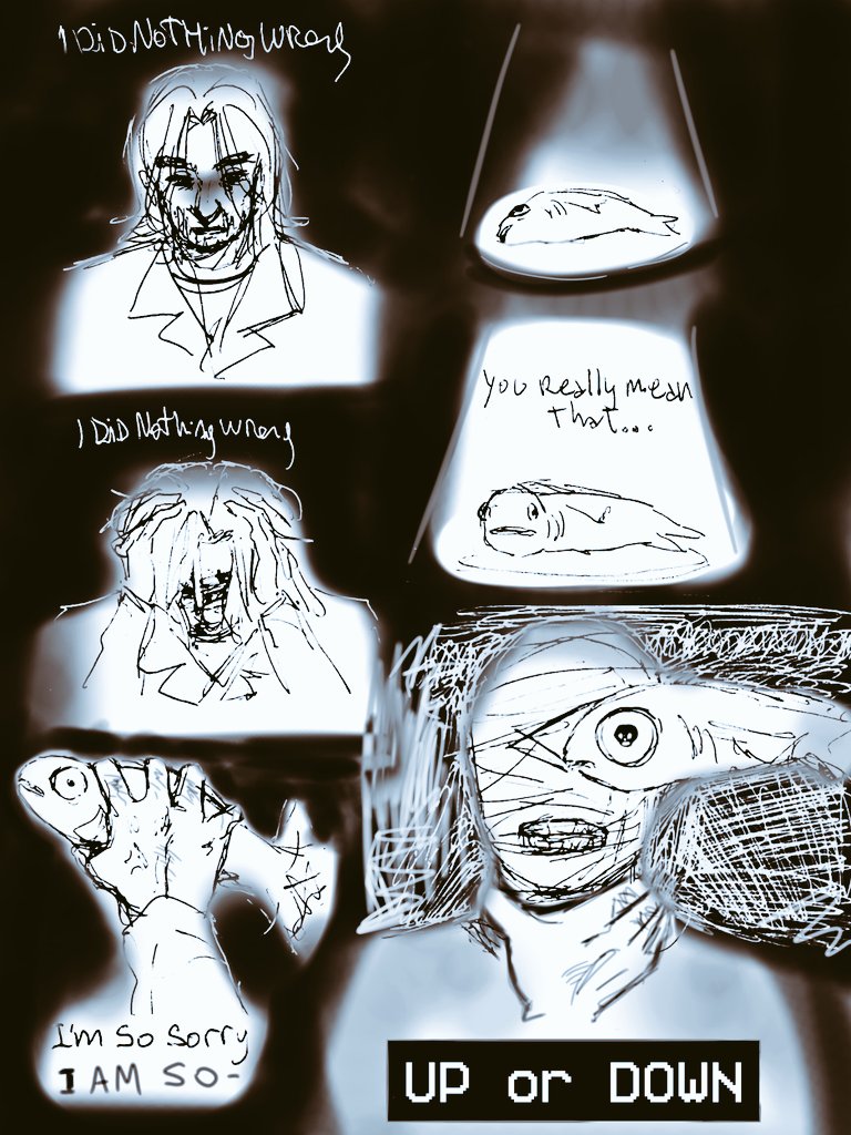 inuThe3rd's tweet photo. hfim and #mouthwashing thing i sketched :{
tw disturbing imagery (mw stuff) https://t.co/PUJJUU43BS