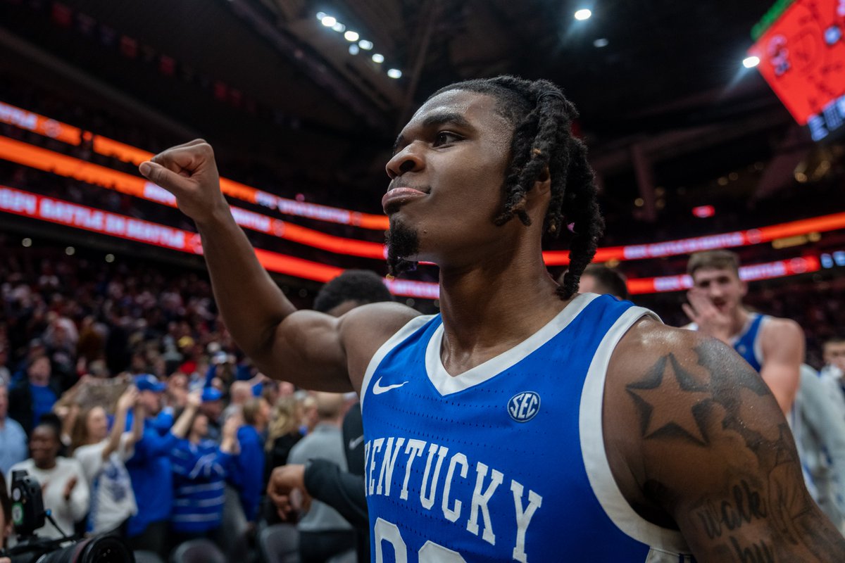 KSRonX's tweet photo. That "Coming back from a 16-point halftime deficit to beat Gonzaga in overtime without our starting point guard" feeling 😤

📸 Stephen Brashear-Imagn Images https://t.co/Qt0fHe75TX