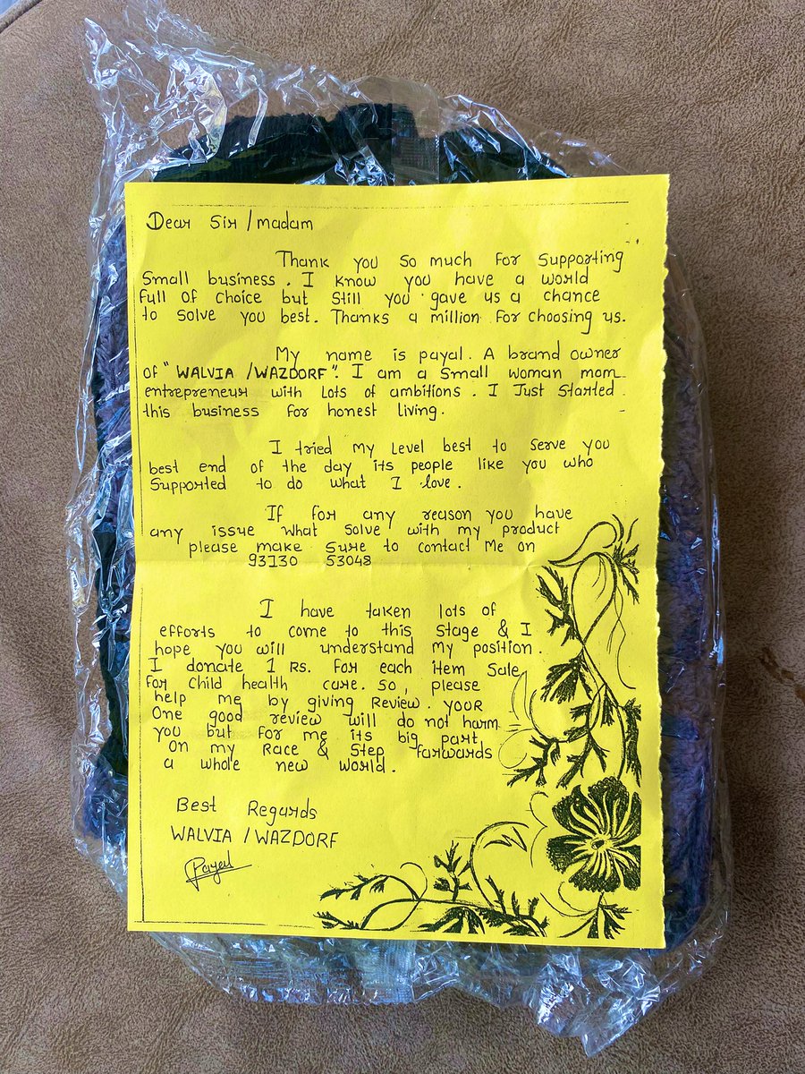 EAnadasu's tweet photo. Ordered a winter cap from Amazon & got this heartfelt note from Payal, a small business owner of Walvia/Wazdorf.
A reminder to support small businesses—they’re driven by real stories.
#SupportSmallBusiness #WomenEntrepreneurs #SmallBusinessLove #amazonstories #amazonindia https://t.co/4MiPLZvTyx