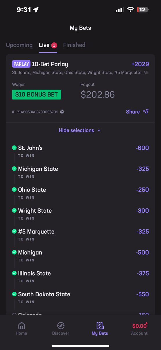 loganlowe123's tweet photo. @HardRockBet appreciate the bonus bet 👊 https://t.co/BgP0SCK2A4