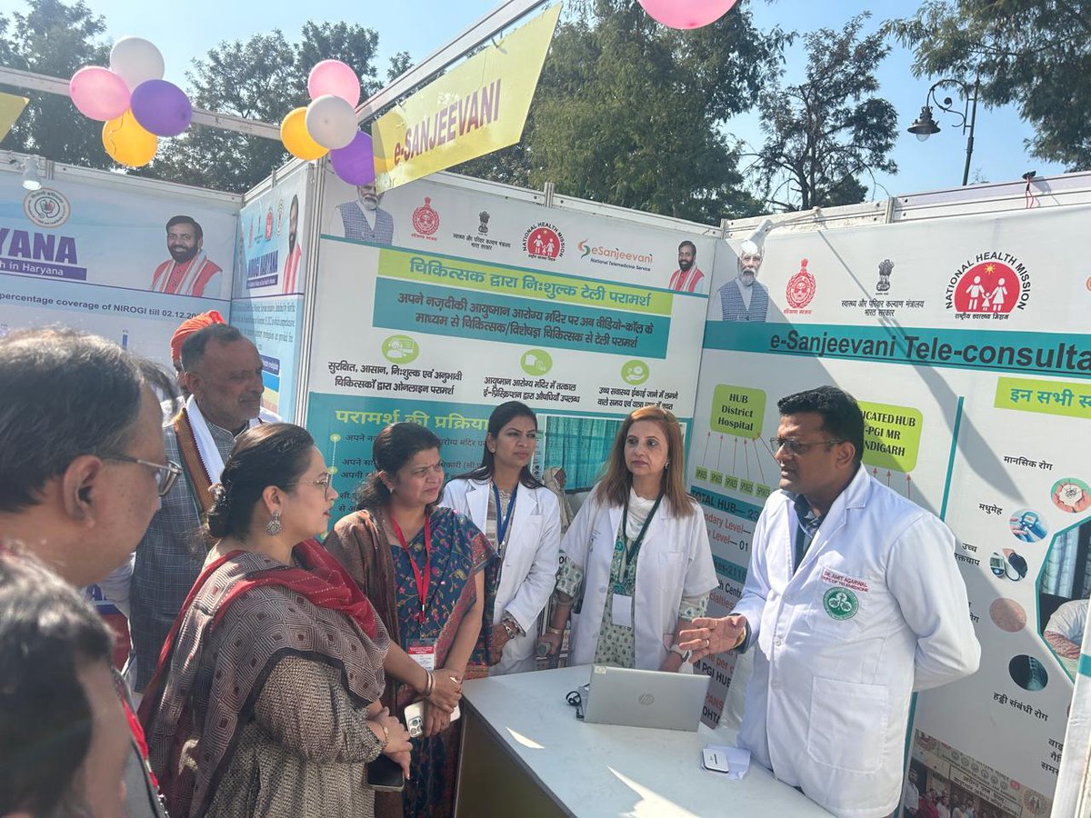 Amitpgimer's tweet photo. During the visit of the Hon'ble Union Minister of Health and Family Welfare, Shri J.P. Nadda ji; Hon'ble Chief Minister of Haryana, Shri Nayab Singh ji; Hon'ble Haryana Health Minister, Smt. Arti Rao; and Shri Anil Vij ji, the transformative "Sanjeevani" initiative was showcased. https://t.co/XLf107j5vR
