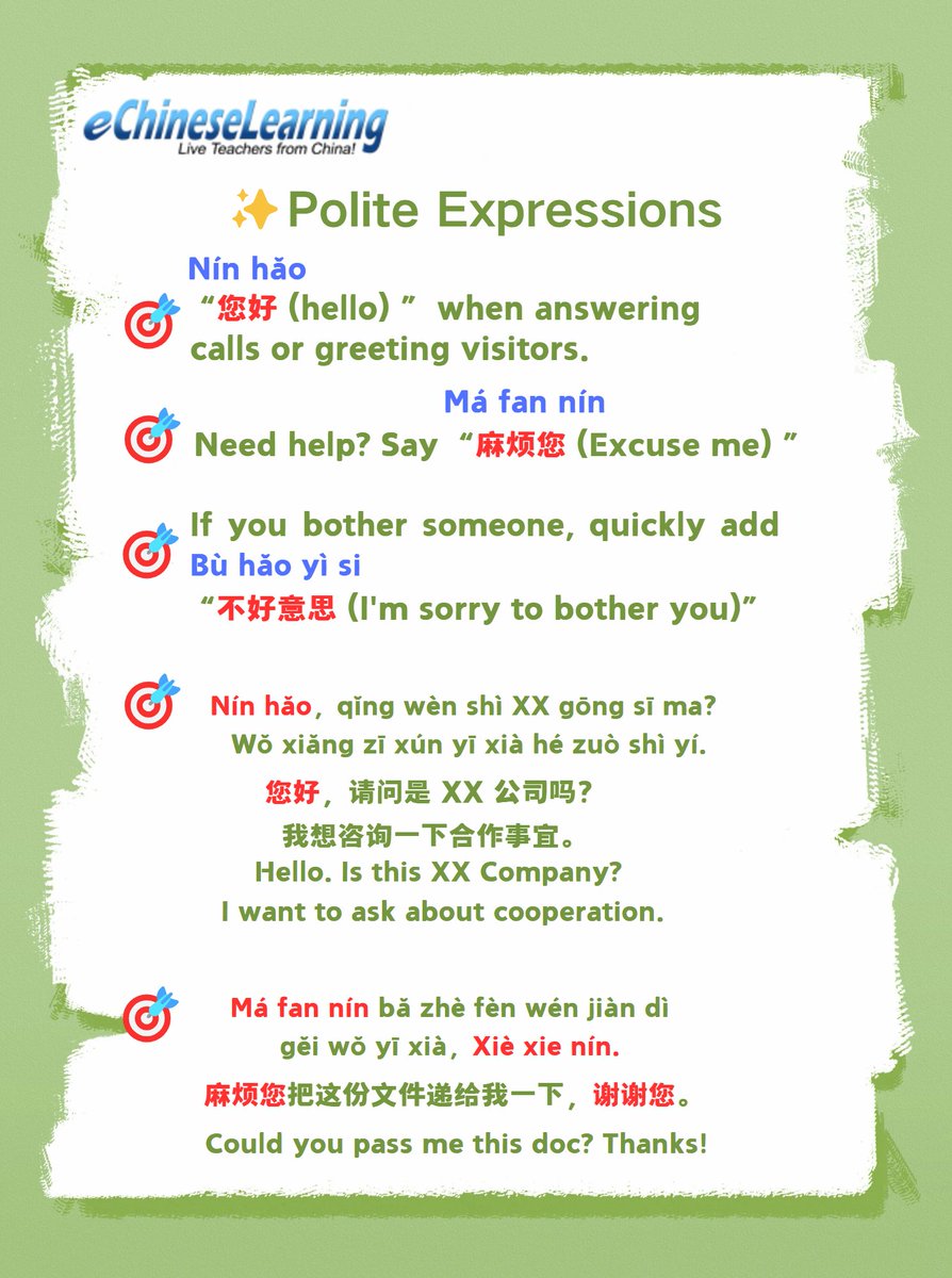 ECLSchool's tweet photo. ✨Must-Learn! Business Chinese for Workplace Behavior Norms
DM me now to book a 1-on-1 free trial lesson and start learning Chinese the fun, creative way!
#learnchinese #medicalchinese #learnchineseonline #mandarinclass #mandarin #hsk #businesschinese #chineseclass #business https://t.co/SyTJy0XTxG