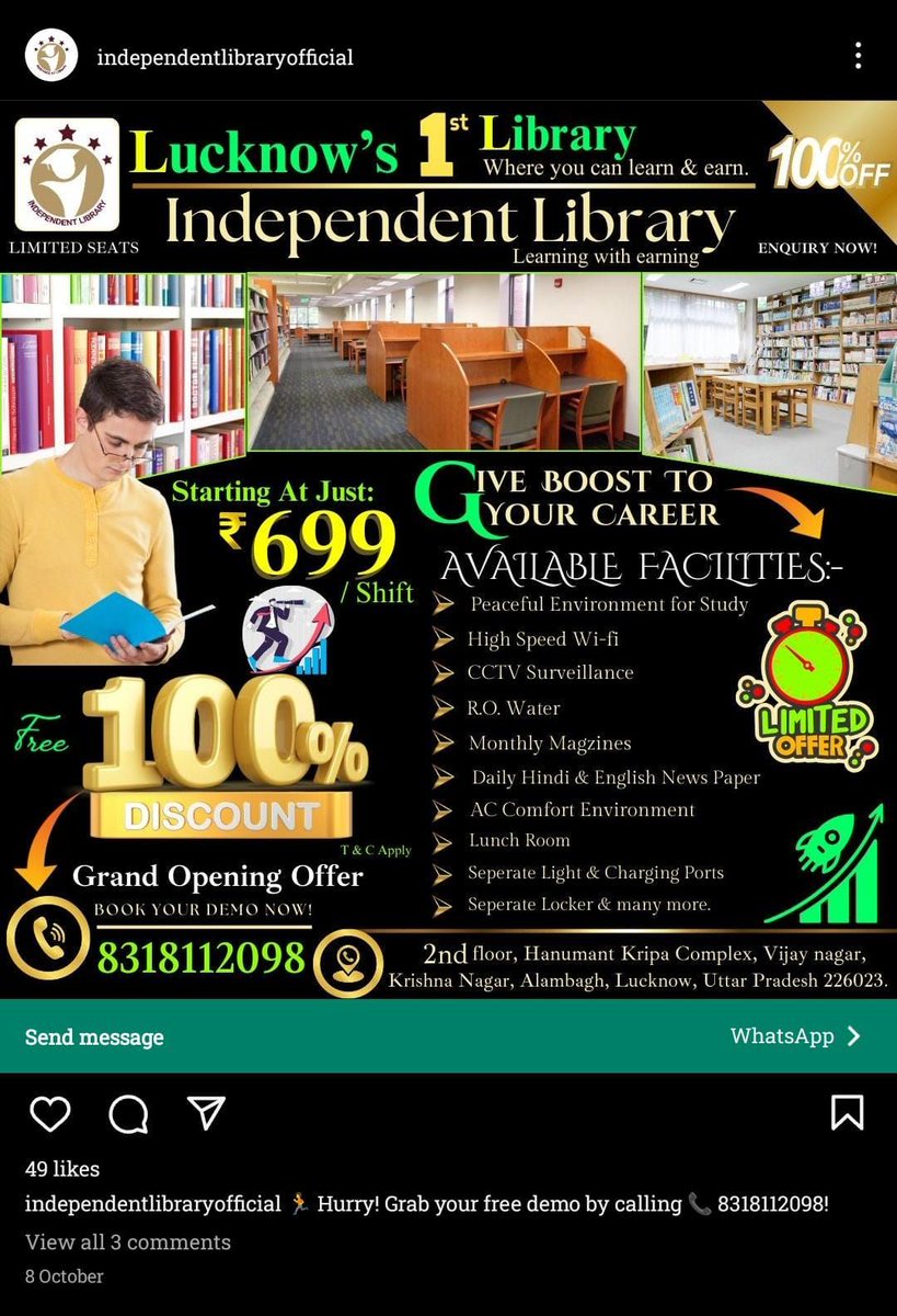 IndoSparsh's tweet photo. 📚 Explore our professionally crafted Meta ad copy on different placement for Independent library! ✨ Need Grow Your Business like this? 

📞 Contact us at +91-8005351770 today! ✨

#CreativeDesign #BusinessSolutions #ItSolutions #WebDevelopment #graphicsdesign #MetaAdDesign https://t.co/DDTT7m1wLK