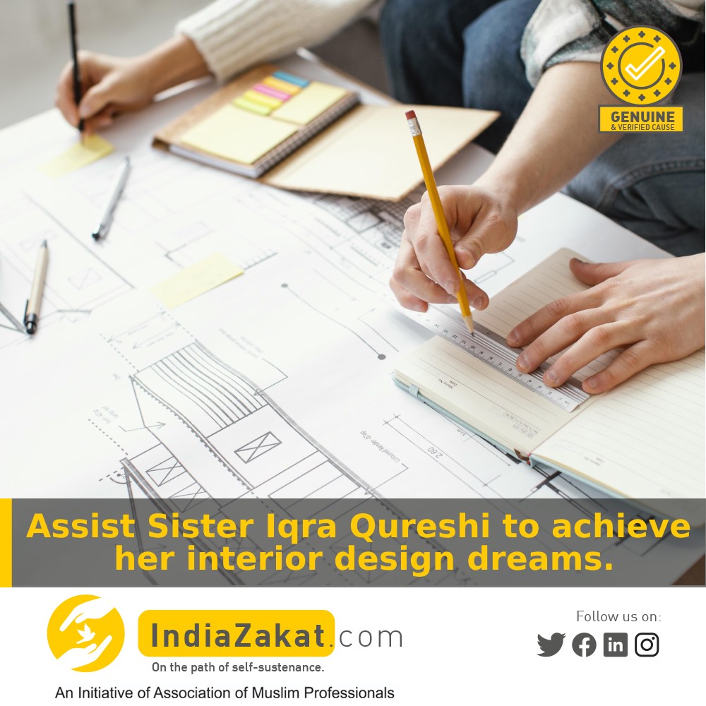 TheIndiaZakat's tweet photo. Sister Iqra Qureshi is a recent HSC graduate with a passion for interior design. She's been accepted into a Diploma program but needs financial support to cover the fees. With your help, she can pursue her dream, and support her family.

Donate today at https://t.co/vHLssUEeQN https://t.co/LmpJZWurof