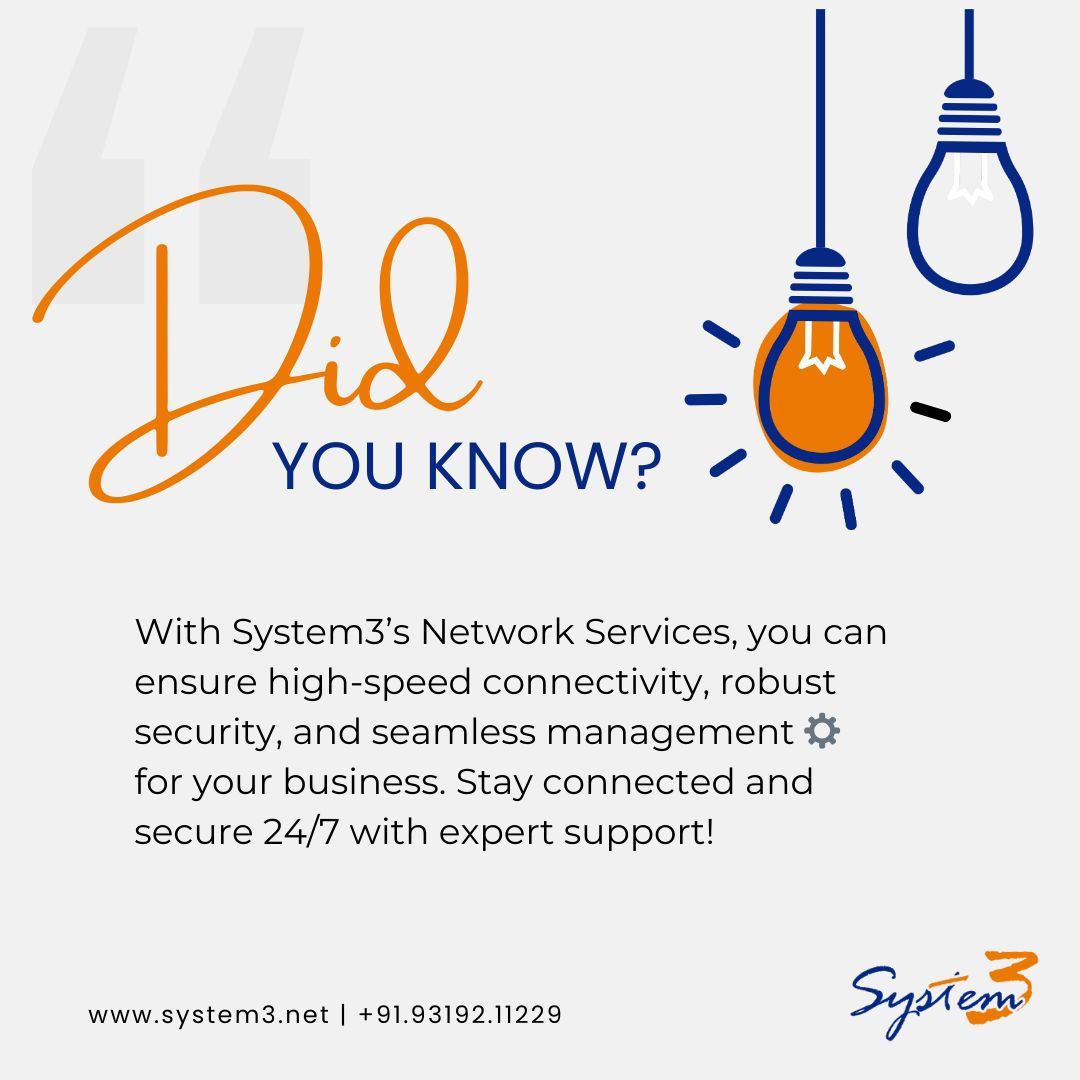 system3net's tweet photo. 🔍 Did You Know? Network Services Simplified! 🌐
#DidYouKnow #System3Network #SecureConnections #BusinessIT #NetworkSolutions #StayConnected https://t.co/0BMThBmLQ1