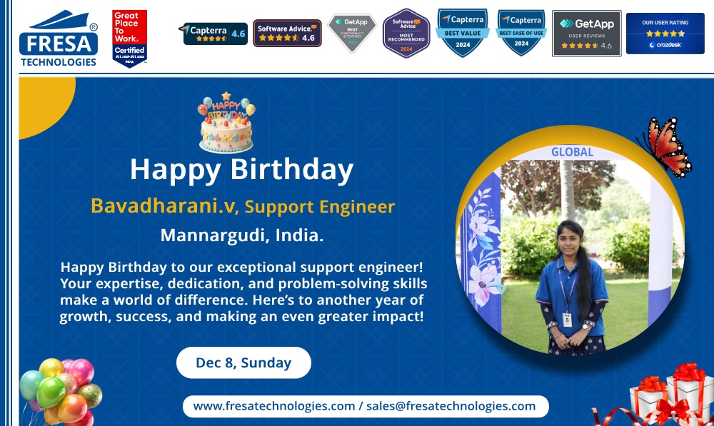 fresatechnology's tweet photo. 🍰Happy Birthday Bavadharani 🎈
🎂 Happy Birthday to our exceptional support engineer!
For more queries please visit below link 👇
https://t.co/B3SQd8Gtzg
#Fresa | #Freightsolutions | #Freightforwarding | #Import | #FresaGold | #ERPSoftware | #BirthdayVibes | #supportengineer https://t.co/cN4kcGImMZ