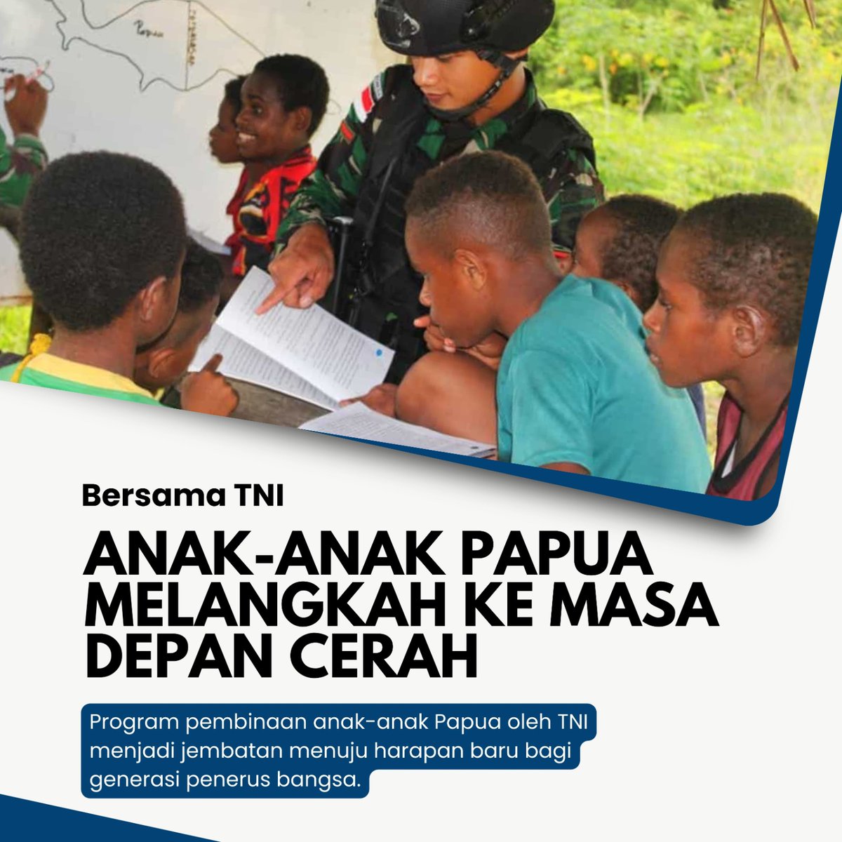 chleoouk's tweet photo. TNI nggak cuma jaga keamanan, mereka juga jadi teman dan mentor bagi anak-anak Papua. Kebersamaan ini penting banget buat masa depan. #CintaTNIAnakPapua #TNIHarmoniPapua #HangatnyaKebersamaan https://t.co/xaCu0mmfeH