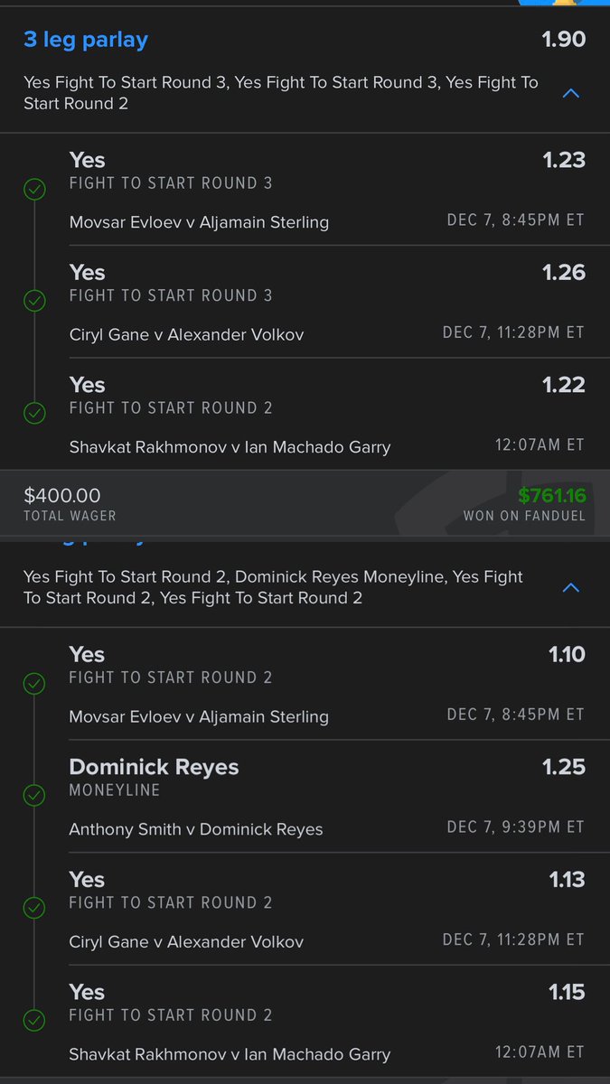 thewolfoflockst's tweet photo. #UFC310 #MMATwitter #GamblingX

$5200 > $11,448💰

$6248 profit from all slips!🎯

Not all posted on twitter. Should i start posting all plays? Idk, I only ask for likes and i still don’t get those…🤷‍♂️

Anyways… great night to say the least! 🎯

~ 🐺🔒 https://t.co/XZpDQOyfZX