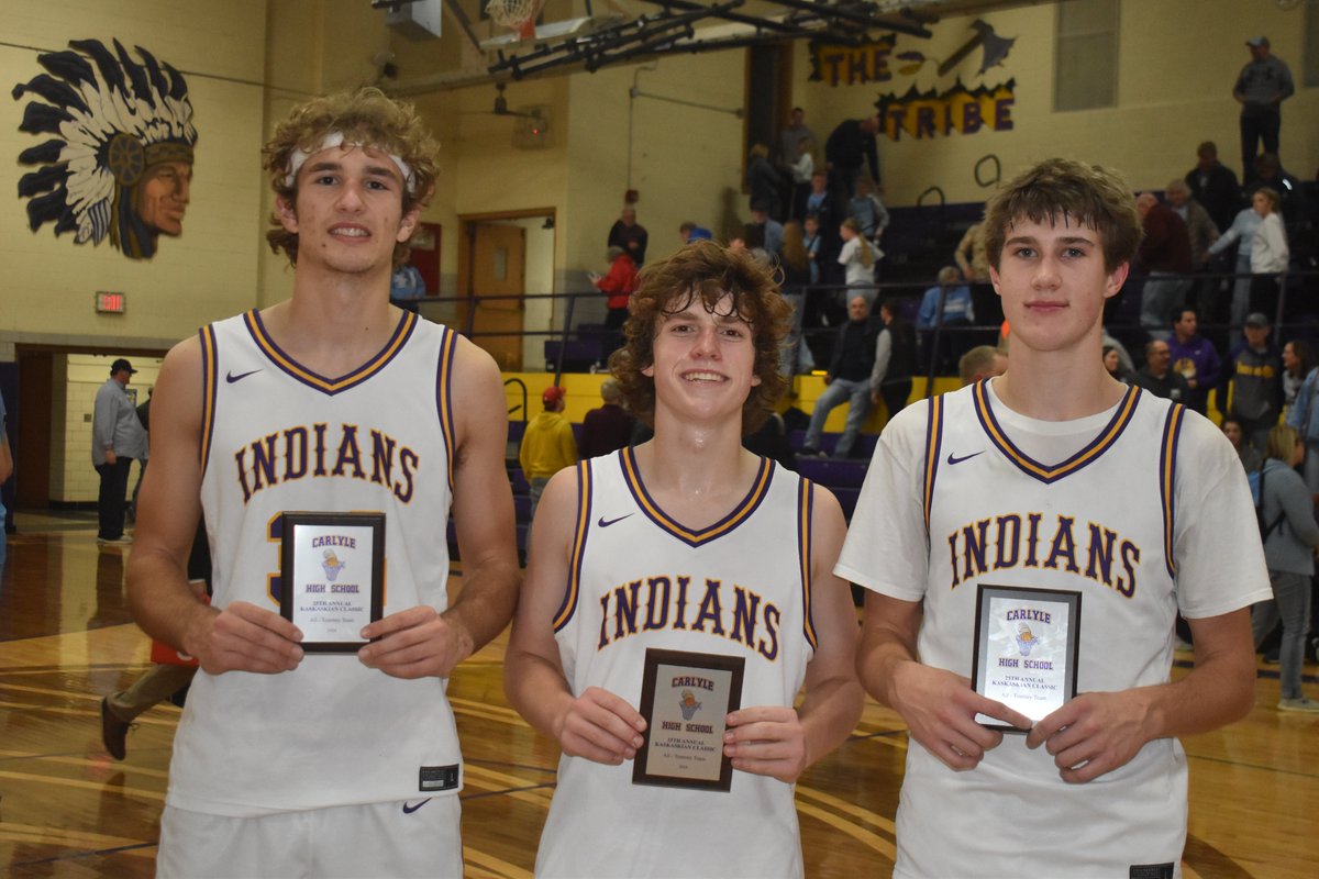 Carlyle's Matthew Guthrie, Jacob Ruscher and Hayden Huels named to all-tournament team at Kaskaskian Classic.
Guthrie was named to team for the third straight year.
Huels was named to team for the second straight year.