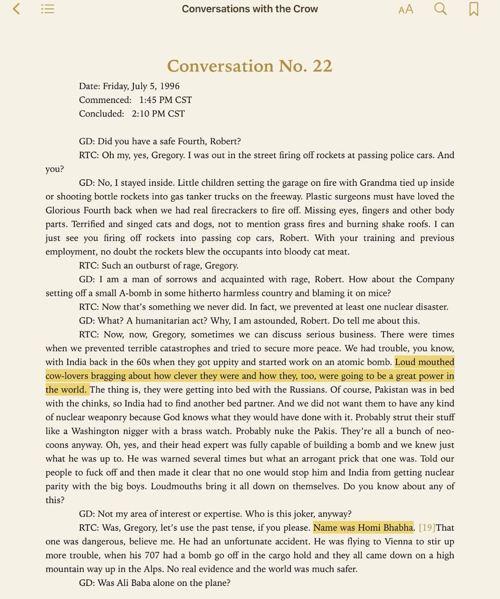 CIA killed Bharat’s nuclear physicist Homi Bhabha and Pradhan Mantri Lal Bahadur Shastri—confessions of Robert Crowley, the second in command of the CIA's Directorate of Operations (in charge of covert operations), as recorded in a book by Gregory Douglas. Read the language, read