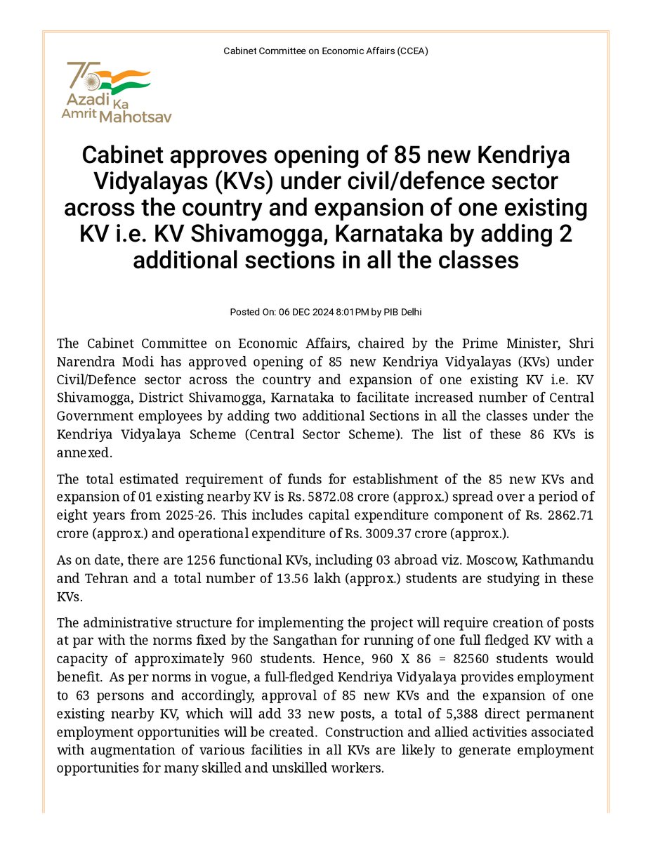 kvs_bhopal's tweet image. Opening of New KVs in Bhopal Region in Ashoknagar , Nagda, Niwari, Sabalgarh, Narsingarh Districts and CAPT Bhopal