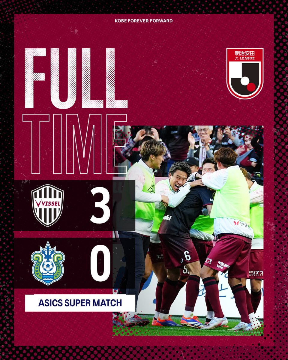 visselkobe's tweet photo. [FULLTIME] 

VISSEL KOBE 3-0 SHONAN BELLMARE

ハイライト @DAZN_JPN 📺
登録は▶️https://t.co/P80XKwItyQ

#visselkobe #ヴィッセル神戸 #神戸湘南 #神戸とトモニ https://t.co/s9J4ZZ0LnR