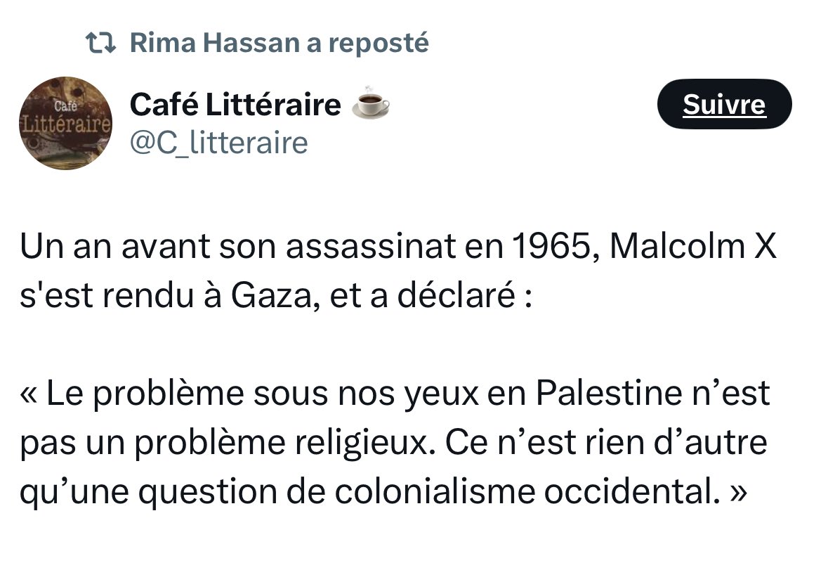 Malcom X… à Gaza… en 1965. Le colonialisme était donc égyptien, pas occidental.
Fail by @C_litteraire et <a href="/RimaHas/">Rima Hassan</a>