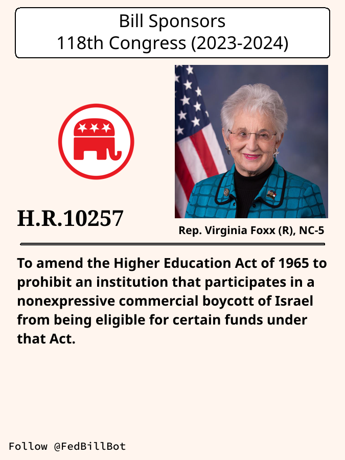 FedBillBot's tweet image. H.R.10257
Protect Economic Freedom Act

SPONSOR: @virginiafoxx @foxxforcongress
№ CO-SPONSORS: 3

STATUS: Introduced

LATEST ACTION: House floor - 2024-11-26 Referred to the House ...

#Republicans

congress.gov/bill/118th-con…