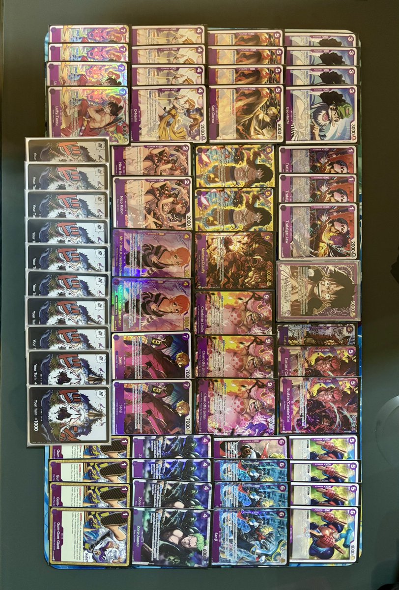 Ok estamos listos para iniciar el testeo insano para el finals de Latam! 🔥 

Por cuestiones de trabajo no he podido practicar mucho así que leo sus sugerencias 🙏🏻

Pd. Doffy y Luffy BY tambien están listos.

#OnePiece #TCG #OPTCG