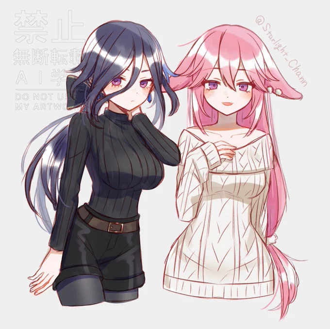 ニット大好き #原神ファンアート #クロリンデ #八重神子