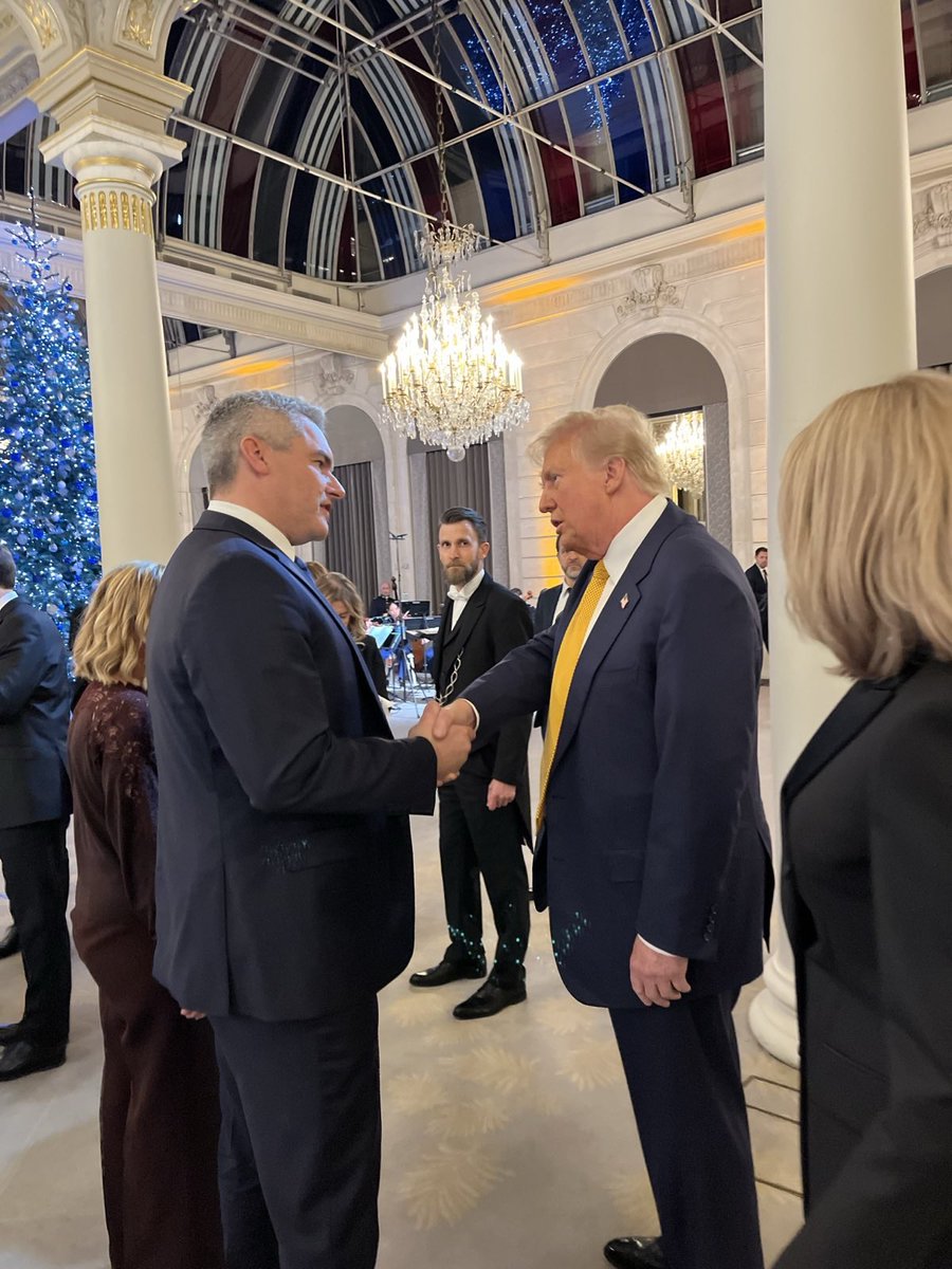 karlnehammer's tweet photo. We recently spoke on the phone and yesterday we met in person in Paris. Austria and the United States of America are close partners and work together on economic and security issues such as on our joint efforts towards peace in Europe. I look forward to further intensifying our cooperation, @realDonaldTrump