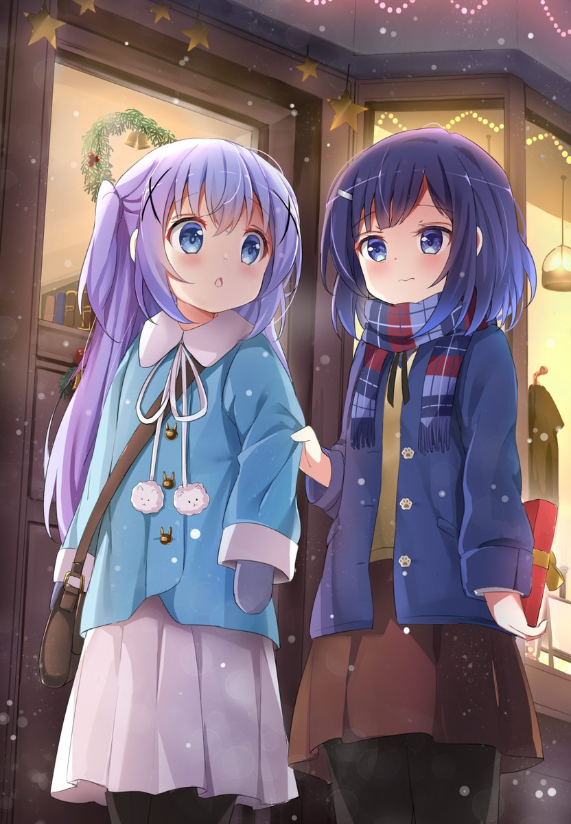 #香風智乃生誕祭2024 #香風智乃誕生祭2024
遅刻しましたがチノちゃんお誕生日おめでとうございます！🎉🎉🎉🎉
チノの誕生日当日に間に合わず、後日にうにょうにょしてプレゼントを渡そうとしてるフユちゃんを描きました！