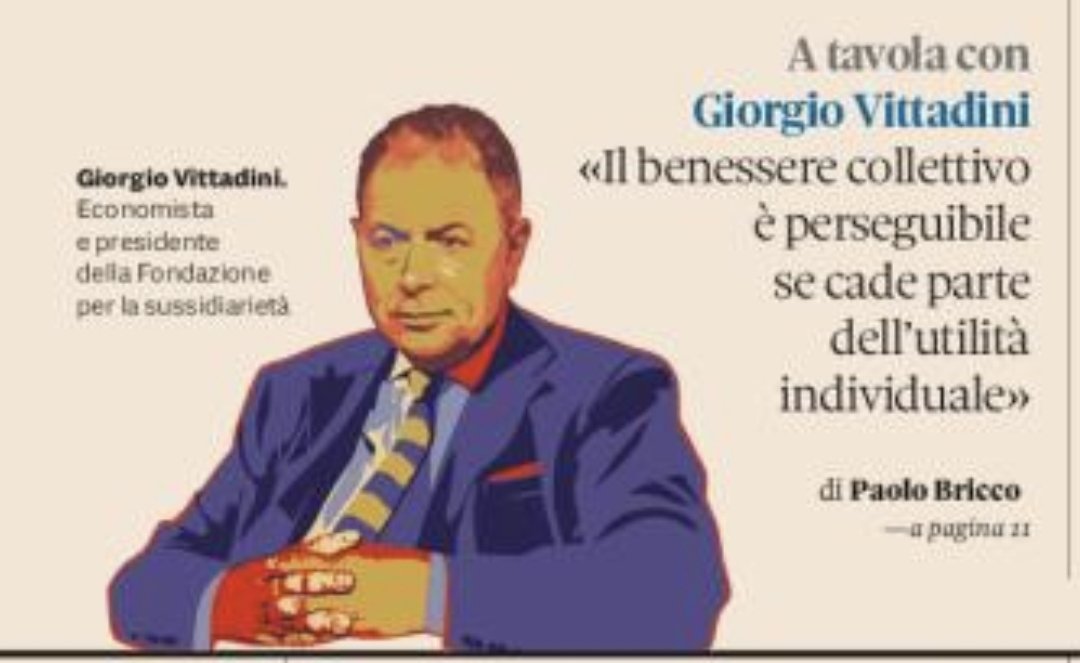 PaoloBricco's tweet photo. Su @sole24ore oggi sono A Tavola Con Giorgio Vittadini. La teoria economica vincente e perdente, la questione della ostilità anti industriale del Paese, il nodo negativo della DC assistenzialista. Il ritratto è come sempre di @ivancanuillus https://t.co/FH3JWo8L0n