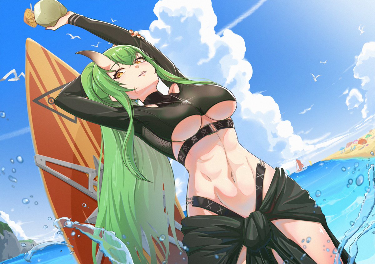 アークナイツ「旧作の水着ホシグマを加筆した #Arknights #アークナイツ #明日方舟 」|清水和也_SHIMIZU_KAZUNARIのイラスト