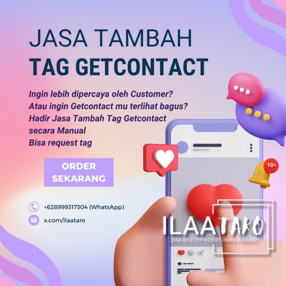ilaataro's tweet photo. yg butuh jasa tambah tag getcontact apalagi buat bisnis pemula nih cocok banget
avail sampai 200 tag

sedia jasa buzzer lainnya juga
order? cek link bio

#zonauang #zonaba https://t.co/yjsQYXiv7y