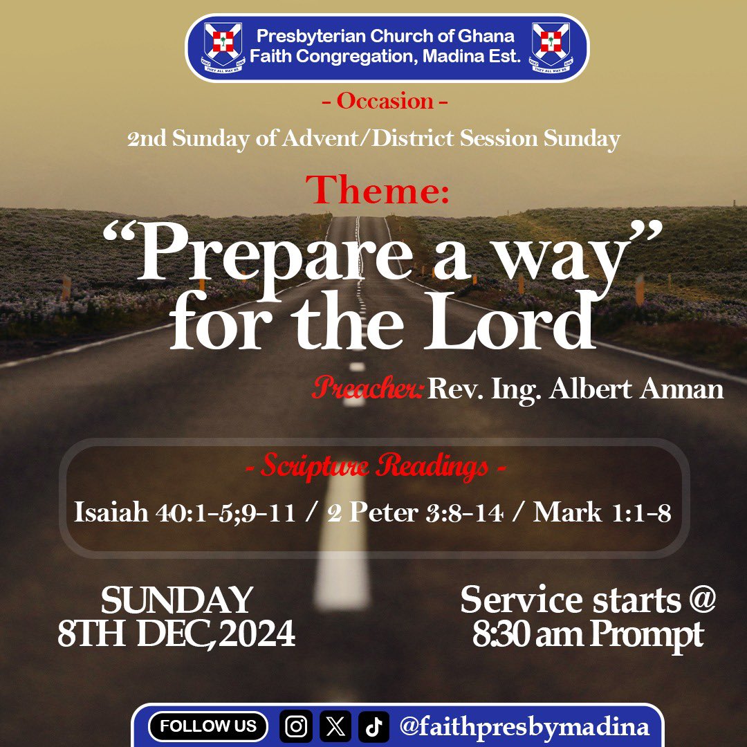 FaithPresbyM's tweet photo. Beloved, Peace Be Unto You!
Kindly Join Us for Service!
See you &amp; God bless you!

#JesusChristisTheWay 
#FaithPresbyMadinaEstate
#JesusChristTheAlphaAndTheOmega
#IamAPresbyterian https://t.co/8lHG7cNqTa