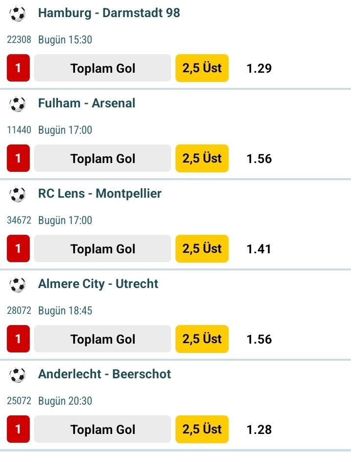 Günün Eşleşmeleri